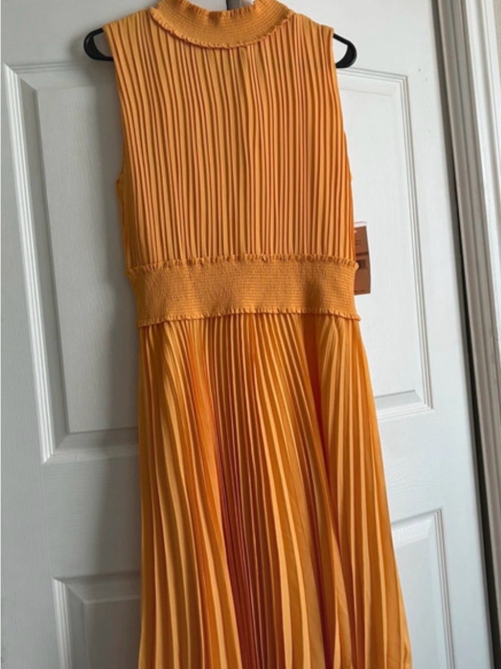 Nanette Lepore Sleeveless Pleated Midi Dress in Mustard